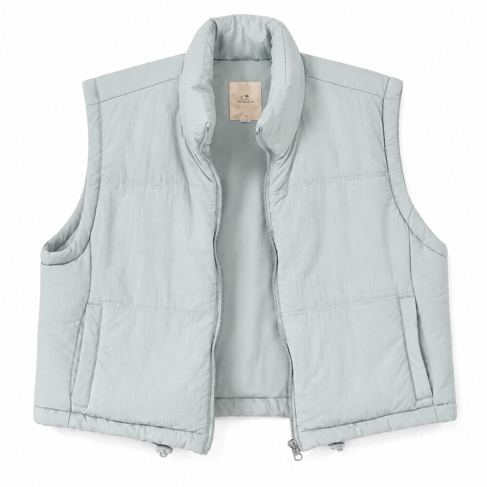 Thread & Supply Gray Mist Cropped Puffer Vest Women’s Small Gorpcore Clean Girl